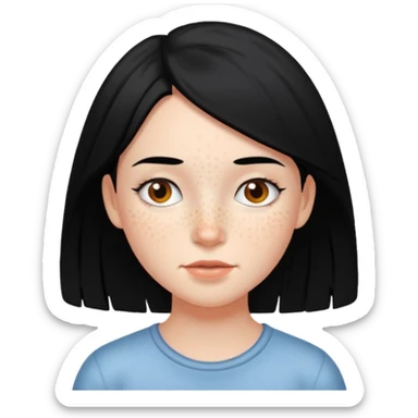 Girl with freckles and black hair sticker