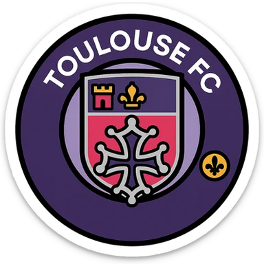 Toulouse FC logo in icon style, simplified, circular form, purple and silver colors, modern and flat aesthetic, no gradients sticker