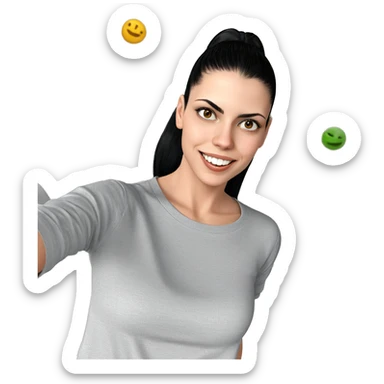 smiling girl with black hair sticker