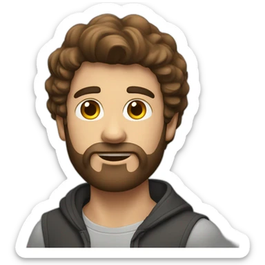 men with borwn hair taking a macebell sticker