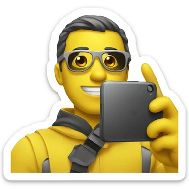 Yellow man taking a selfie  sticker