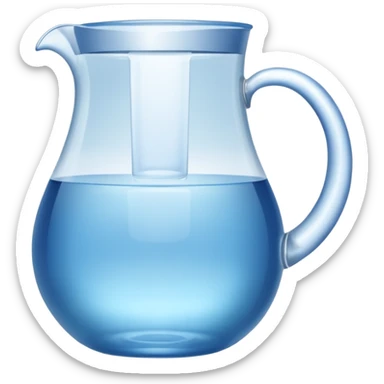 A water pitcher, transparent, slightly blue water, no lid, no droplets, tall. Without a handle and without spout.
 sticker