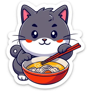 Cat with ramen  sticker