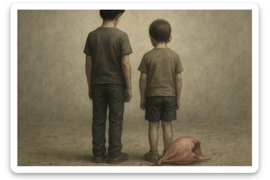 aravani bir baloni singanini tasvirla uning oldida aka uka homush turishibdi yuzlari ko'rinmasa ham bo'ladi sticker