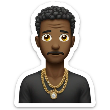 Stressed male portrait with jewelry sticker