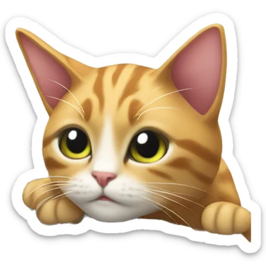 The cat is lying on the keyboard of the computer sticker