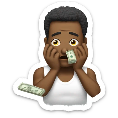Man palming his face with money dissapointed sticker