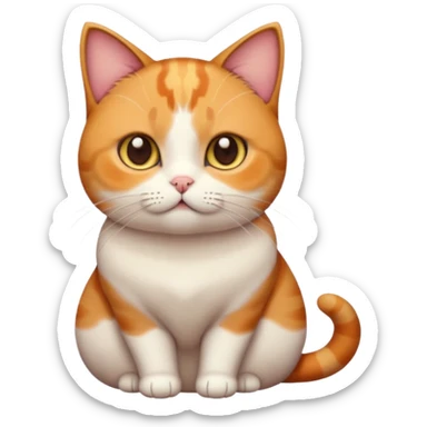 calico cat with cute slim face, small head, hazel eyes, and short but chubby body sticker