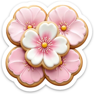 Cute Pastel pink and white Cherry Blossom Sakura Cookie sticker