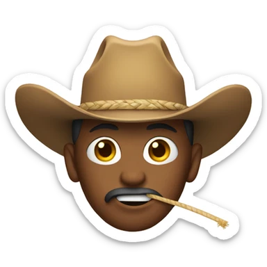 Cowboy with straw in mouth sticker
