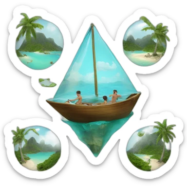bermuda triangle and 3 mens inside sticker