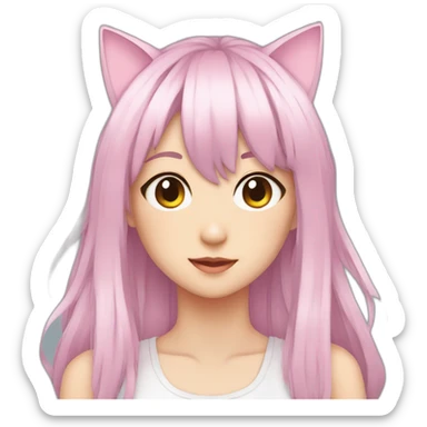 pin haired anime girl with cat ears sticker