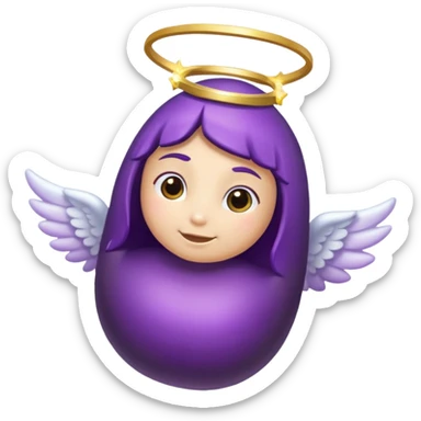 Eggplant from the side wearing an angel halo sticker