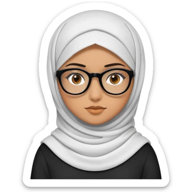 Covered Muslim girl in black glasses for vision With brown eyes and clothes of different colors sticker