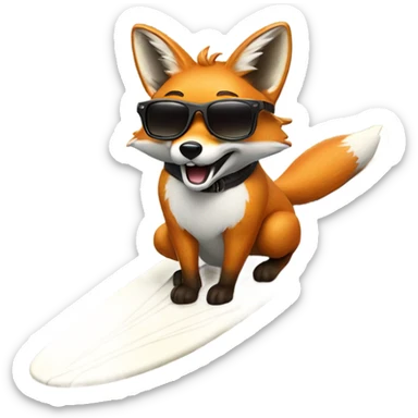 Fox wearing sunglasses and surfing sticker