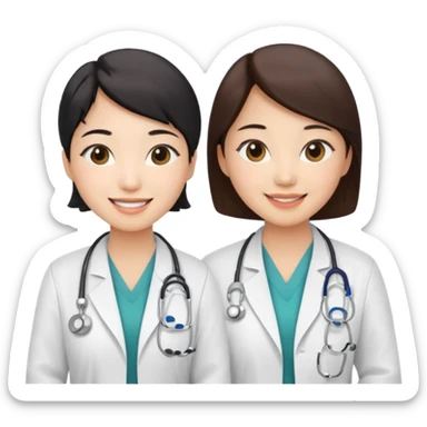 two women asian medical doctors sticker