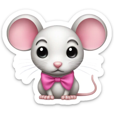 Mouse with pink bow crying sad sticker