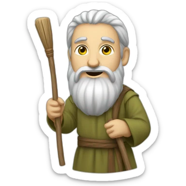 Caucasian Prophet Moïse with beard and wooden stick sticker