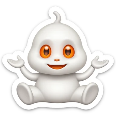 Snoo the Reddit mascot, playful pose, white alien with orange eyes, minimal style sticker