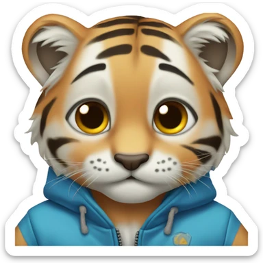Baby Tiger wearing a blue jacket  sticker