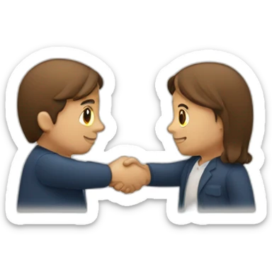 two european persons shake hands, brown hair sticker
