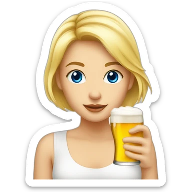 Fille blonde yeux bleus tenant de la bière sticker