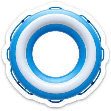 3D render of Inner Tube made of shiny inflatable vinyl, visible seam lines, air valve, highly reflective plastic texture, pool toy aesthetic. sticker