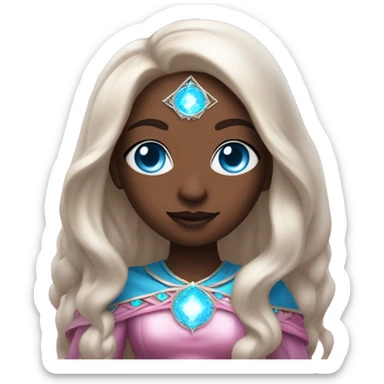 loving magical diva with pink andromedan skin long hair and blue eyes glowing third eye sticker