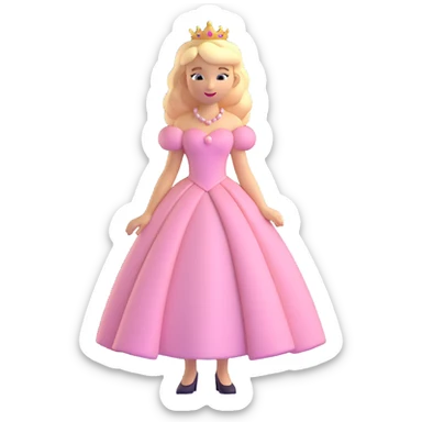 blonde Caucasian princess with voluminous light pink dress sticker