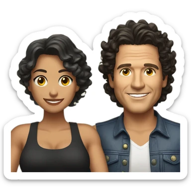 Carlos Vives with Colombian woman of 35's with short curly black hair sticker