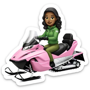 Girl sitting on pink arctic cat snowmobile  sticker