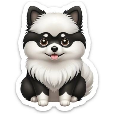 Black and white Pomeranian  sticker