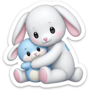cinnamoroll hugging a teddy bear  sticker
