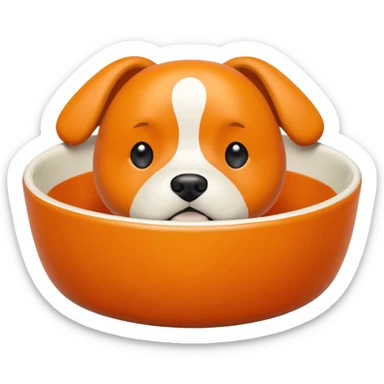 emoji of an orange dog bowl sticker