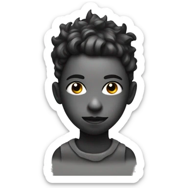 monochrome portrait of a boy wearing mask and horned hairstyle sticker