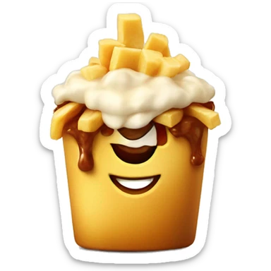 Poutine having a big smile sticker