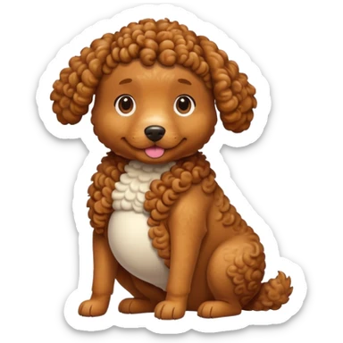 pregnant curly dog holding its belly sticker