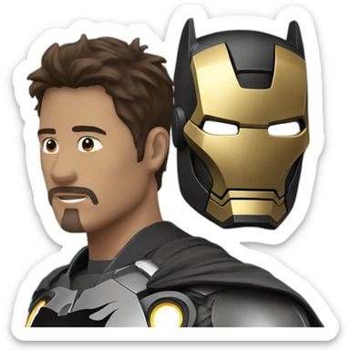 iron man with batman mask sticker