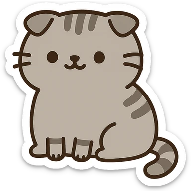 scottish fold kitten sitting, pusheen style sticker