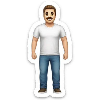 Cuerpo entero, jean, remera de argentina, hombre, 40 años, 120 kilos, 1.90 de altura sticker