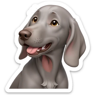 cinematic-cute-yawning-weimaraner-portrait-emoji,-head-tilted-slightly-with-a-dramatic,-wide-open-yawn,-revealing-a-sleek grey fur-with-a-subtle-shimmer,-floppy-ears-slightly-drooping,-round-brown-eyes-barely-open-in-drowsy sticker