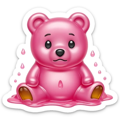 Sad light pink Gummy bear melting into ground sticker