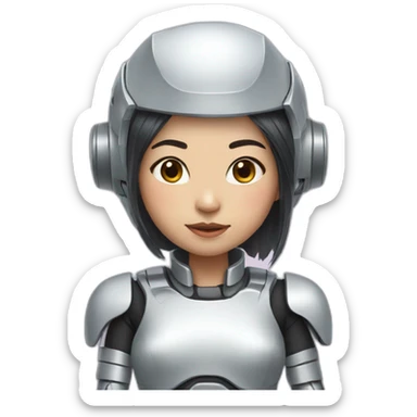 Asian girl with robot suits sticker