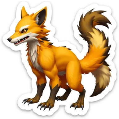 Trico-Sergal-Wolverine-Vernid-fusion-Fakemon-animal-hybrid-creature, full body sticker