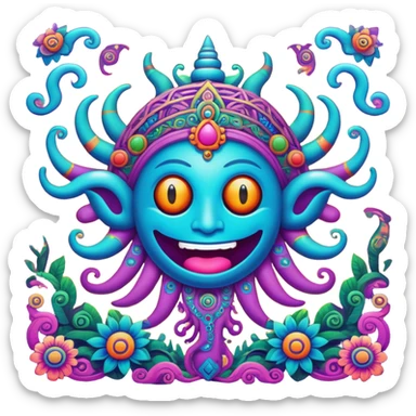 Psychedelic Goa trance funny jumpy crazy sticker