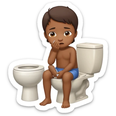 KID SITTING ON TOILET POOPING and crying sticker