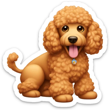 Apricot poodle with lion toy sticker