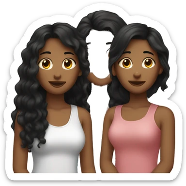 3 girl best friends with dark hair sticker