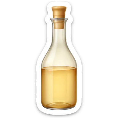 clear vinegar bottle with subtle golden tint. sticker