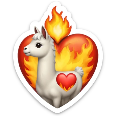 Corazón realista con llamas de fuego sticker